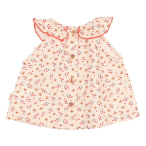 Búho - Floral Seersucker Baby Blouse | Peach