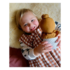 Tante Reine - Vichy organic cotton footed sleeping bag | Caramel