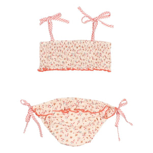 Búho - Peach Seersucker Floral Swimsuit