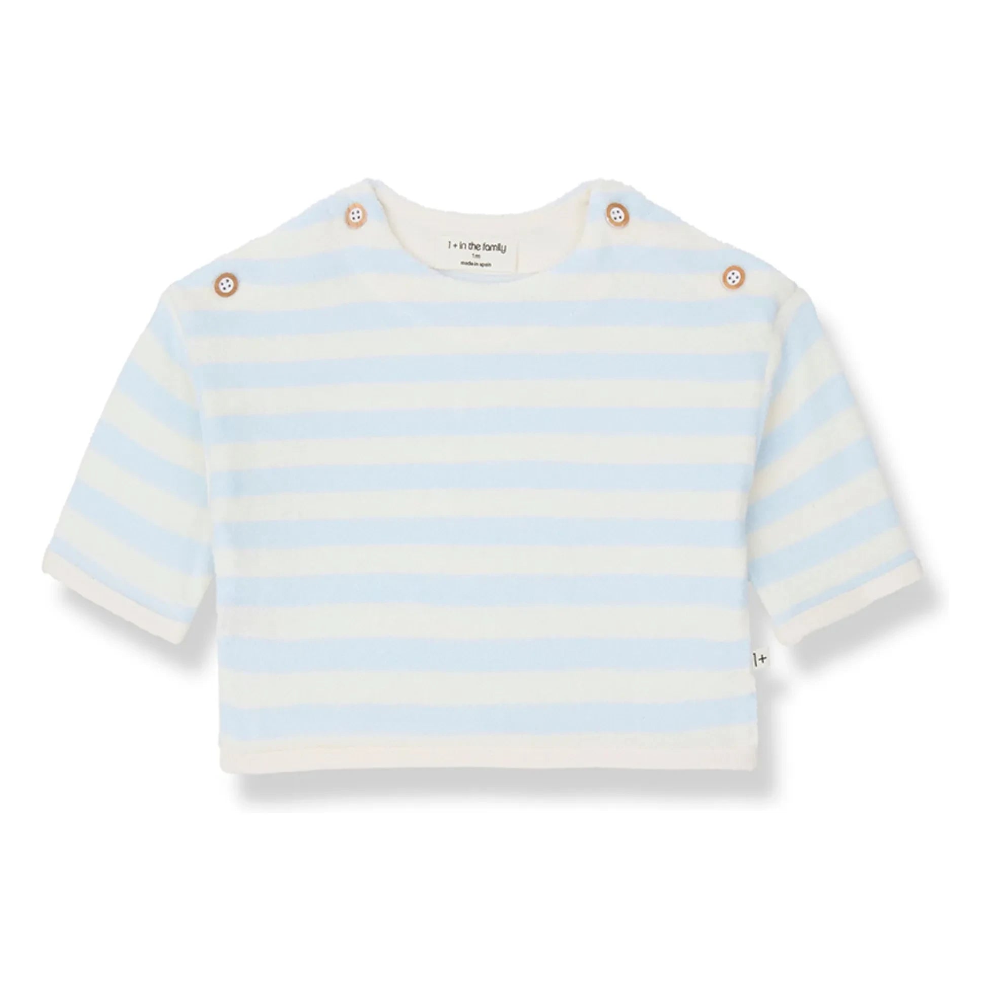 1+ in the family - Poseidon Striped Terry Sweater | Light Blue