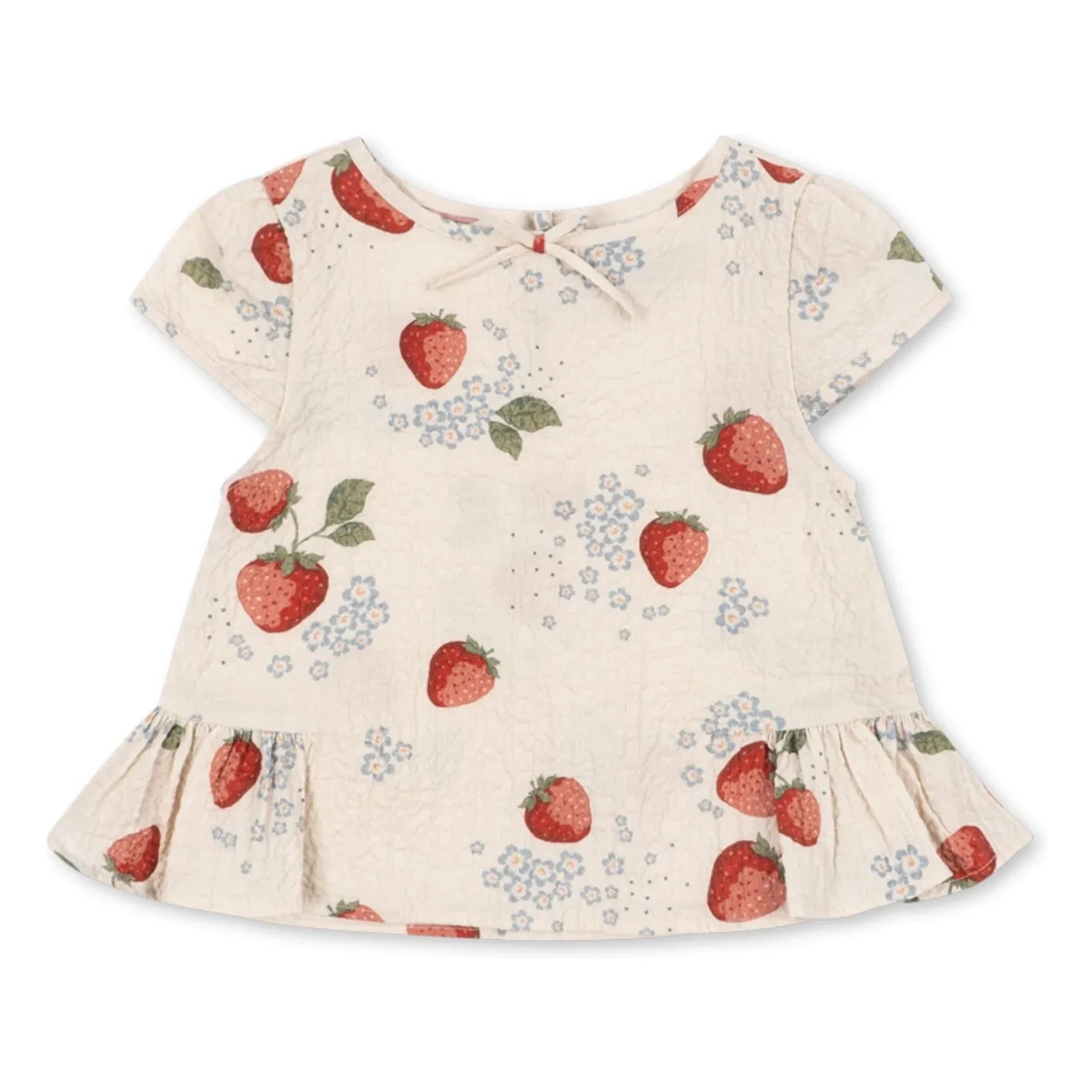 Konges Sløjd - Ava Strawberry Organic Cotton Ruffled T-Shirt | Beige