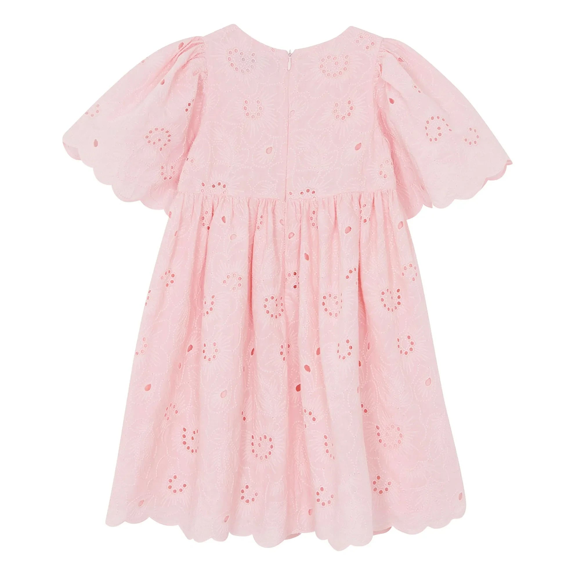 Tartine et Chocolat - Embroidered Flower Balloon Sleeve Dress | Powder Pink