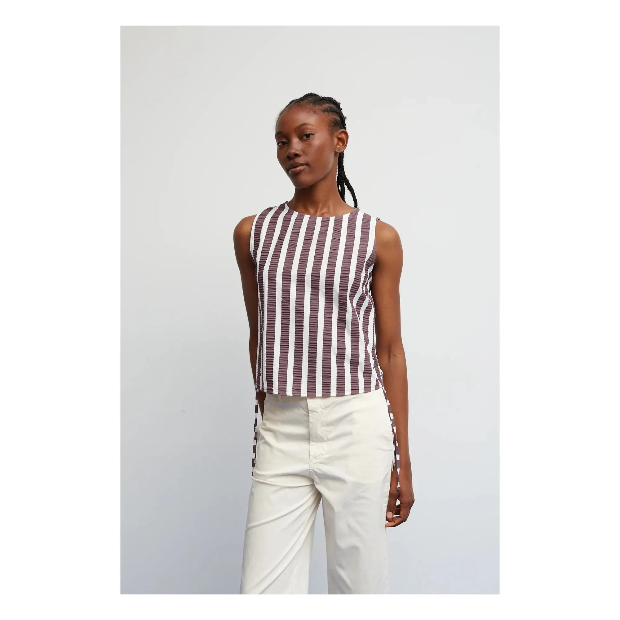 Dr Bloom - Travel Striped Blouse | Aubergine