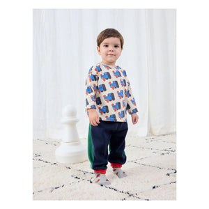 Bobo Choses - Organic Cotton Joggers with Color Blocks | Navy Blue