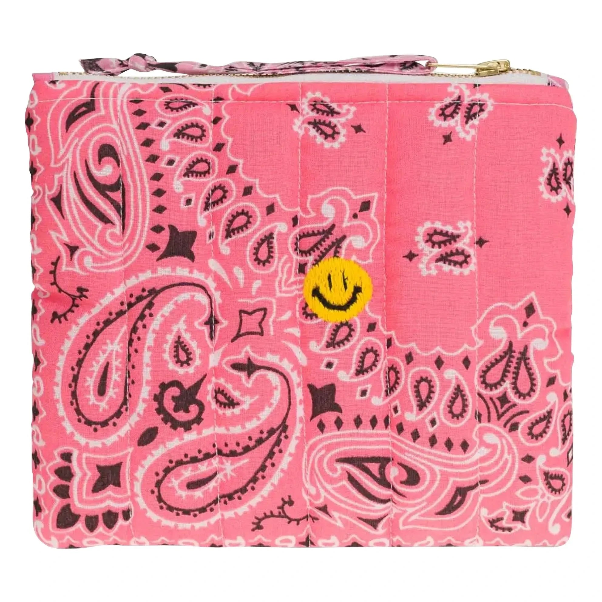 Call it by your name - Happy Face Quilted Zip Mini Wallet | Pink