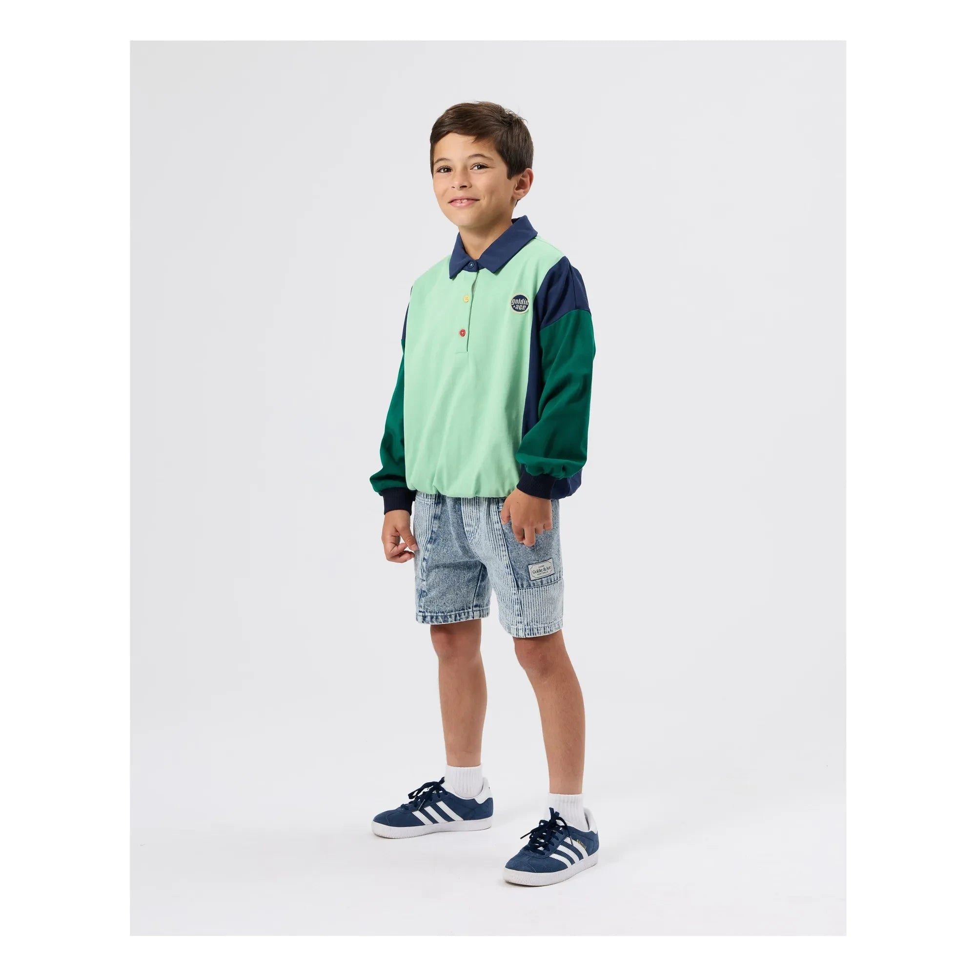 Goldie + Ace - Striped Denim Shorts | Blue