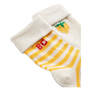 Bobo Choses - Set of 2 Pairs of Organic Cotton Strawberry Print Socks | Yellow