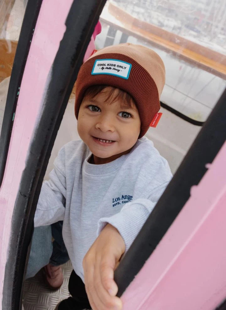 Hello Hossy - Urban Color Block organic cotton beanie | Brown