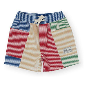 Goldie + Ace - Striped Patched Shorts | Red