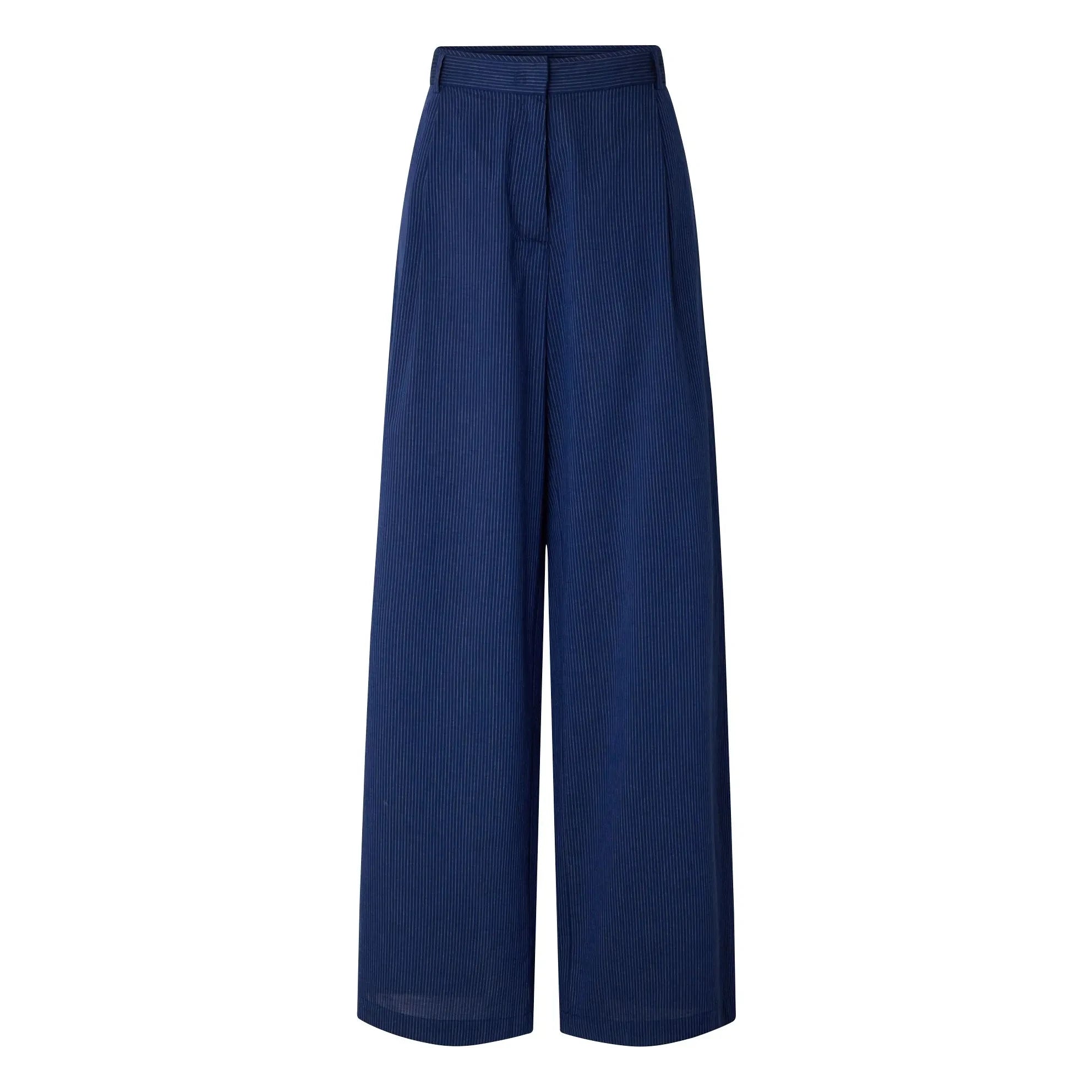 Sessùn - Provencia Cotton Striped Trousers | Navy Blue