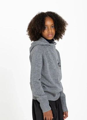 Finger in the nose - Sofia Black Cat Merino Wool Sweater | Gray Melange