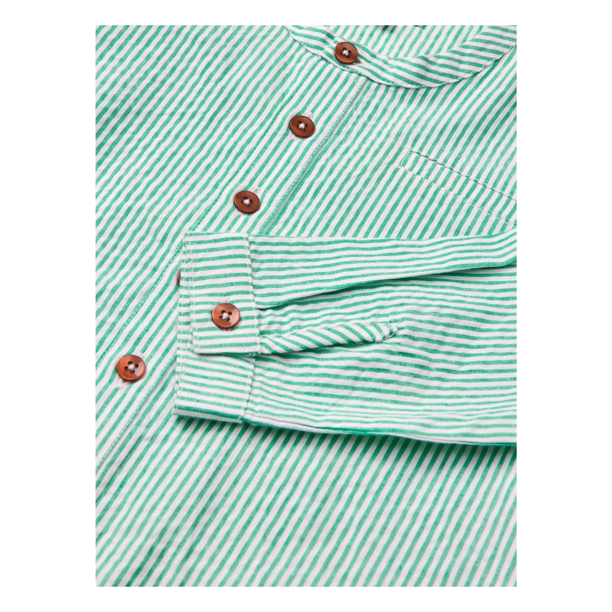 Copenhagen Colors - Striped Textured Organic Cotton Shirt | Turquoise