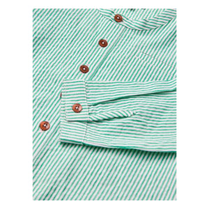 Copenhagen Colors - Striped Textured Organic Cotton Shirt | Turquoise