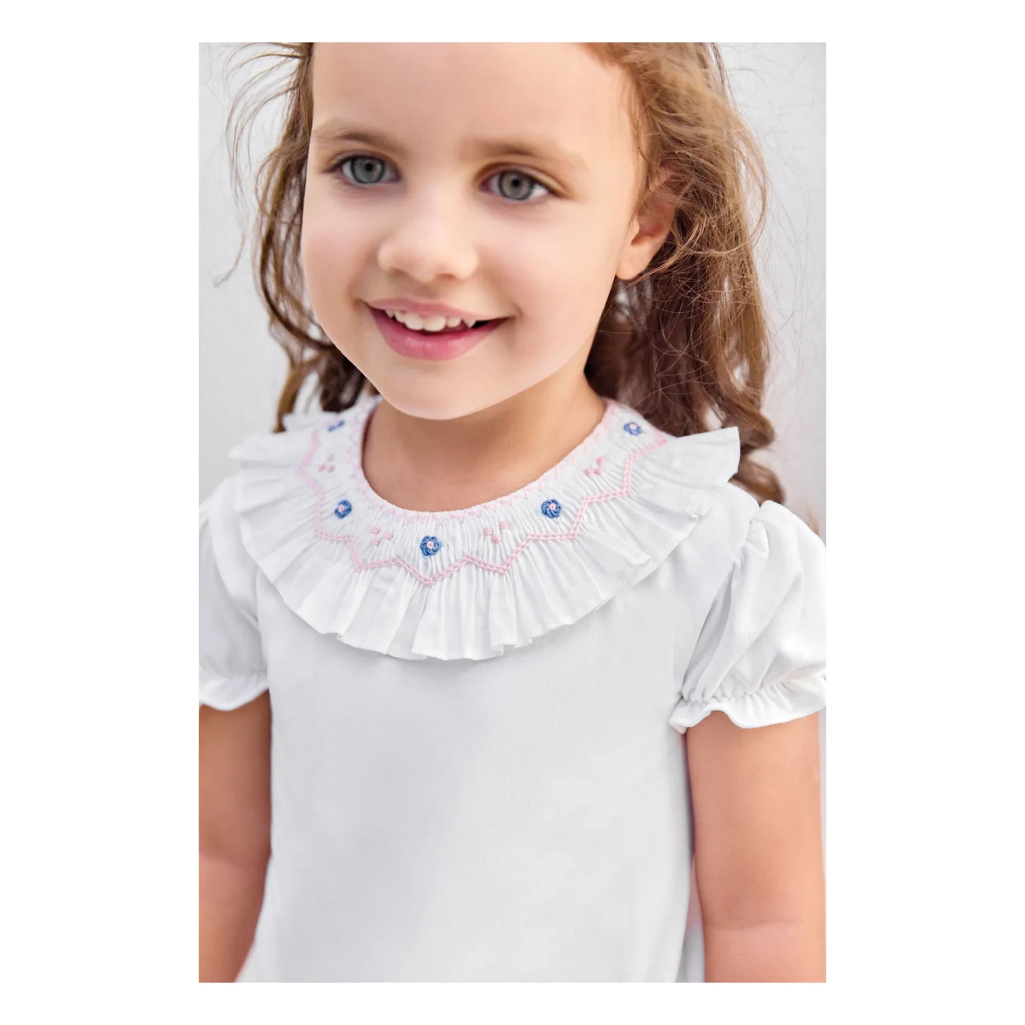 Tartine et Chocolat - Floral Embroidered Collar Body | White
