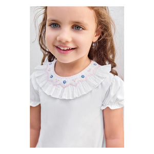 Tartine et Chocolat - Floral Embroidered Collar Body | White
