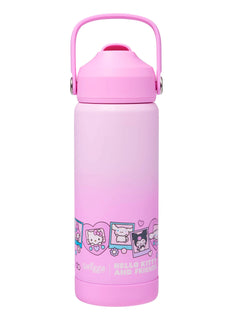 Smiggle - Hello Kitty ve Arkadaşları Paslanmaz Çelik Gizli Pipetli 550ML Matara