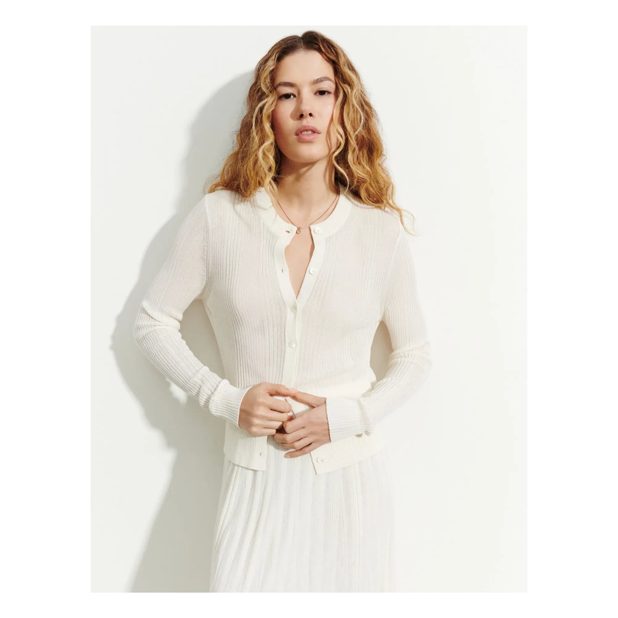 Bompard - Corduroy & Silk Cardigan | Panna Cotta