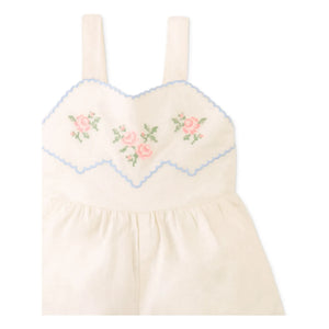 Gingersnaps - Linen Embroidered Genny Romper | Ecru