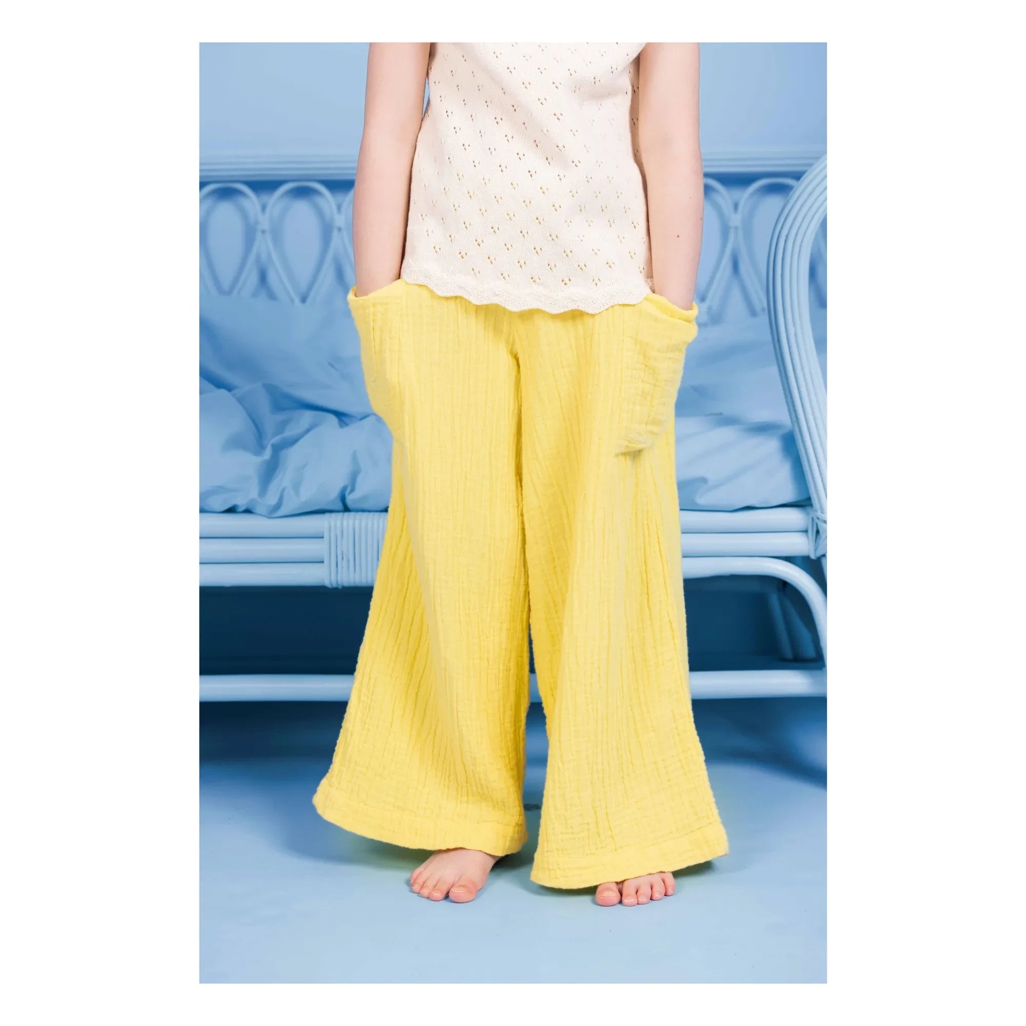 Bonton - Lauren Cotton Gauze Pocket Trousers | Yellow