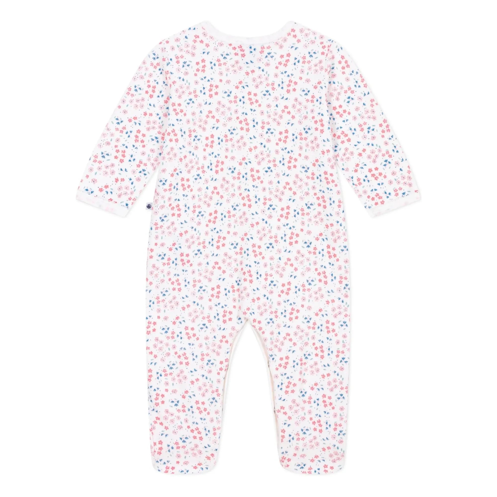Petit Bateau - Floral Fleece Sleep Suit | White