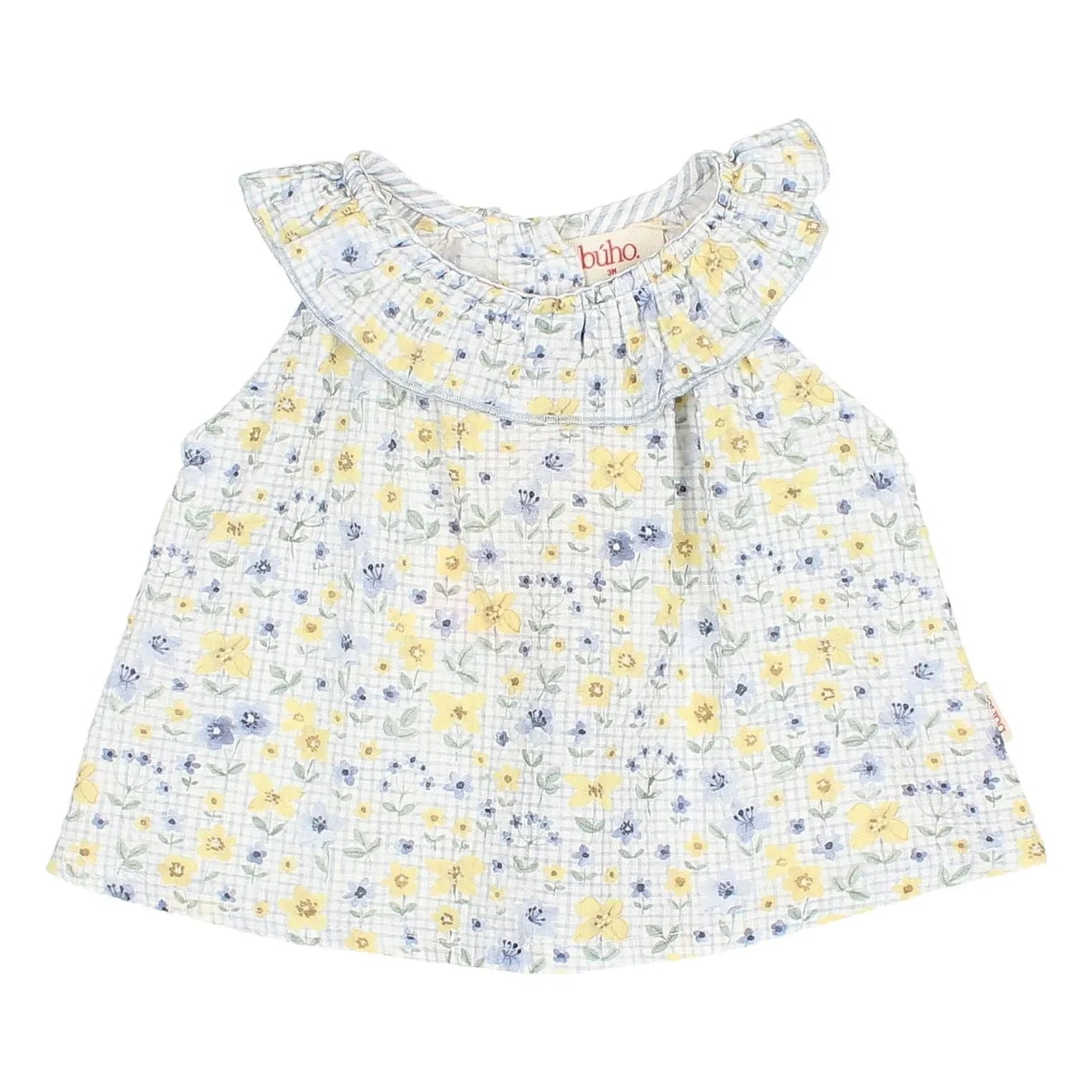 Búho - Floral Seersucker Baby Blouse | Light Blue