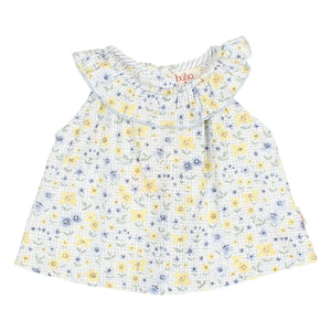 Búho - Floral Seersucker Baby Blouse | Light Blue