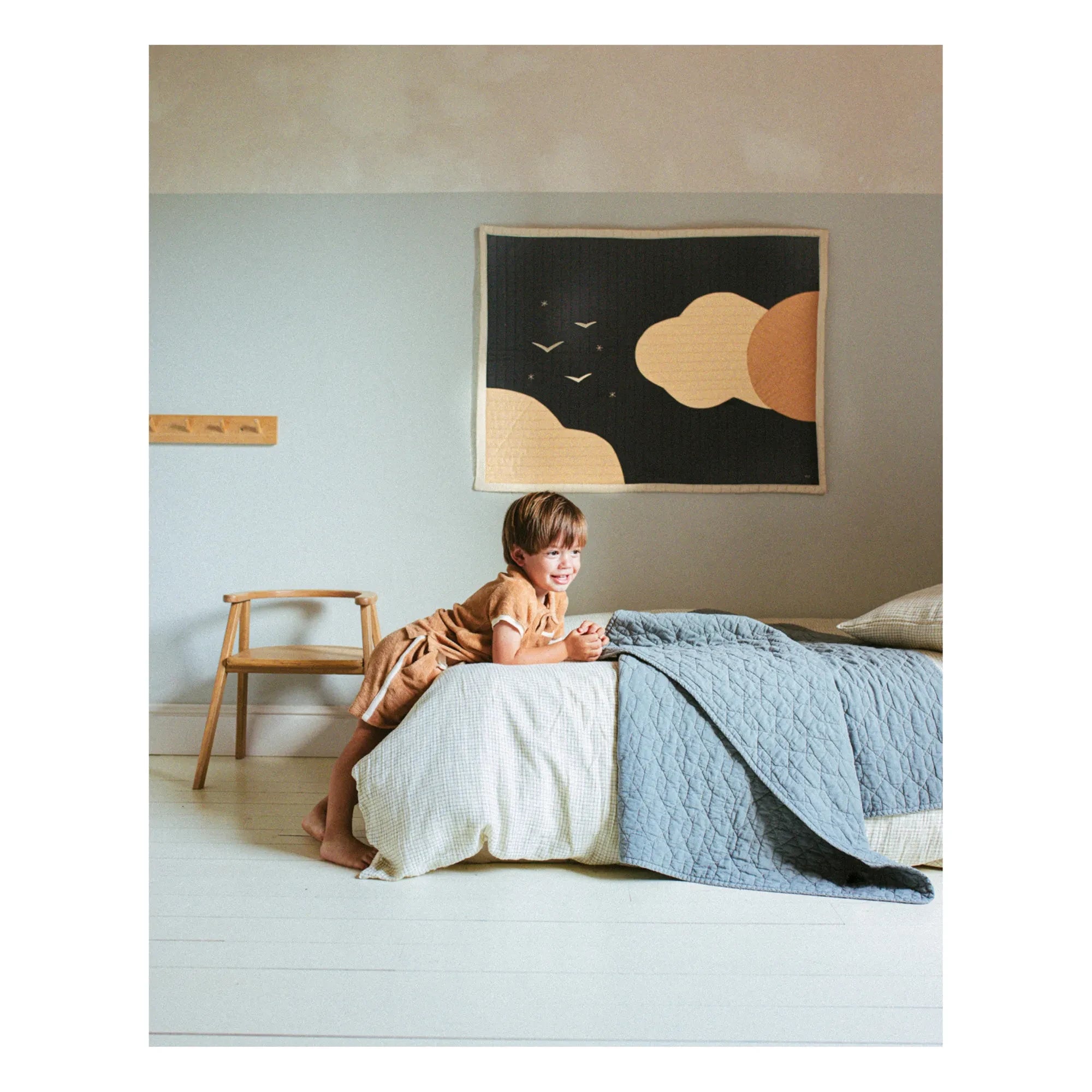 Nobodinoz - Wabi-Sabi Blue Checkered Bedding Set | Blue