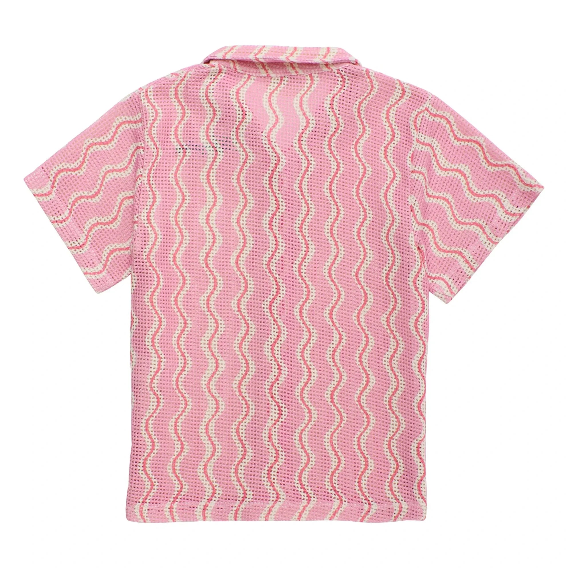 Maison Mangostan - Wavy Knit Shirt | Pink