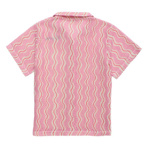 Maison Mangostan - Wavy Knit Shirt | Pink