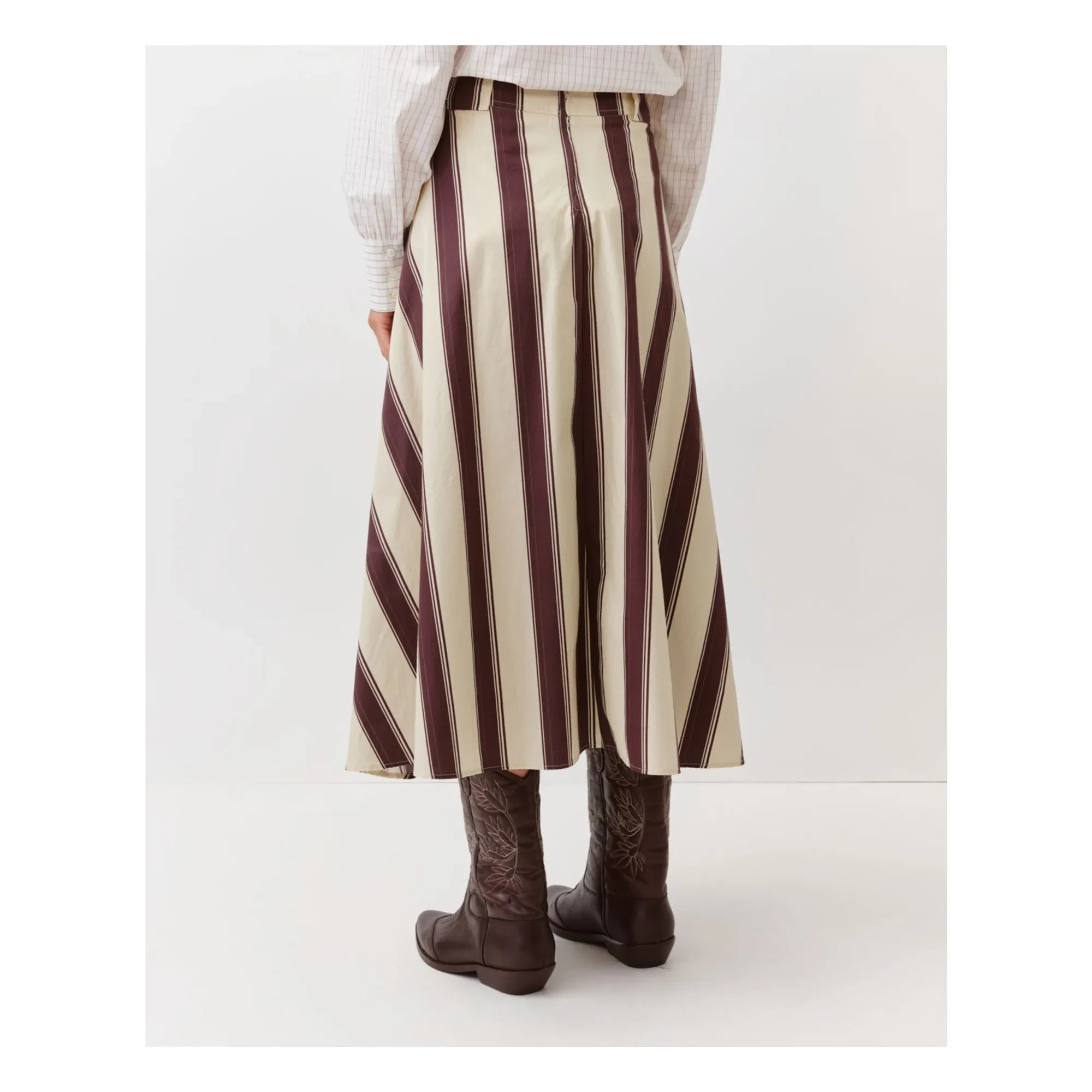 Diega - Jomo Striped Skirt | Ecru