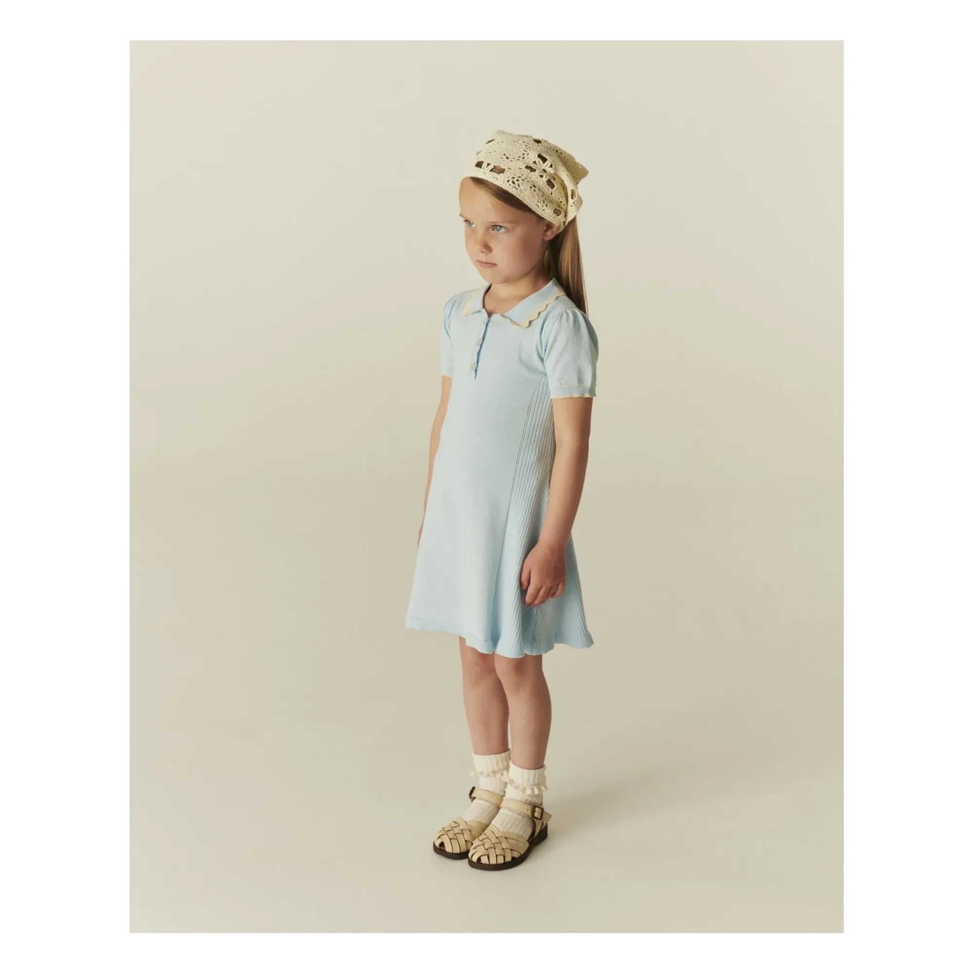 Copenhagen Colors - Organic Cotton Houndstooth Dress | Ice Blue