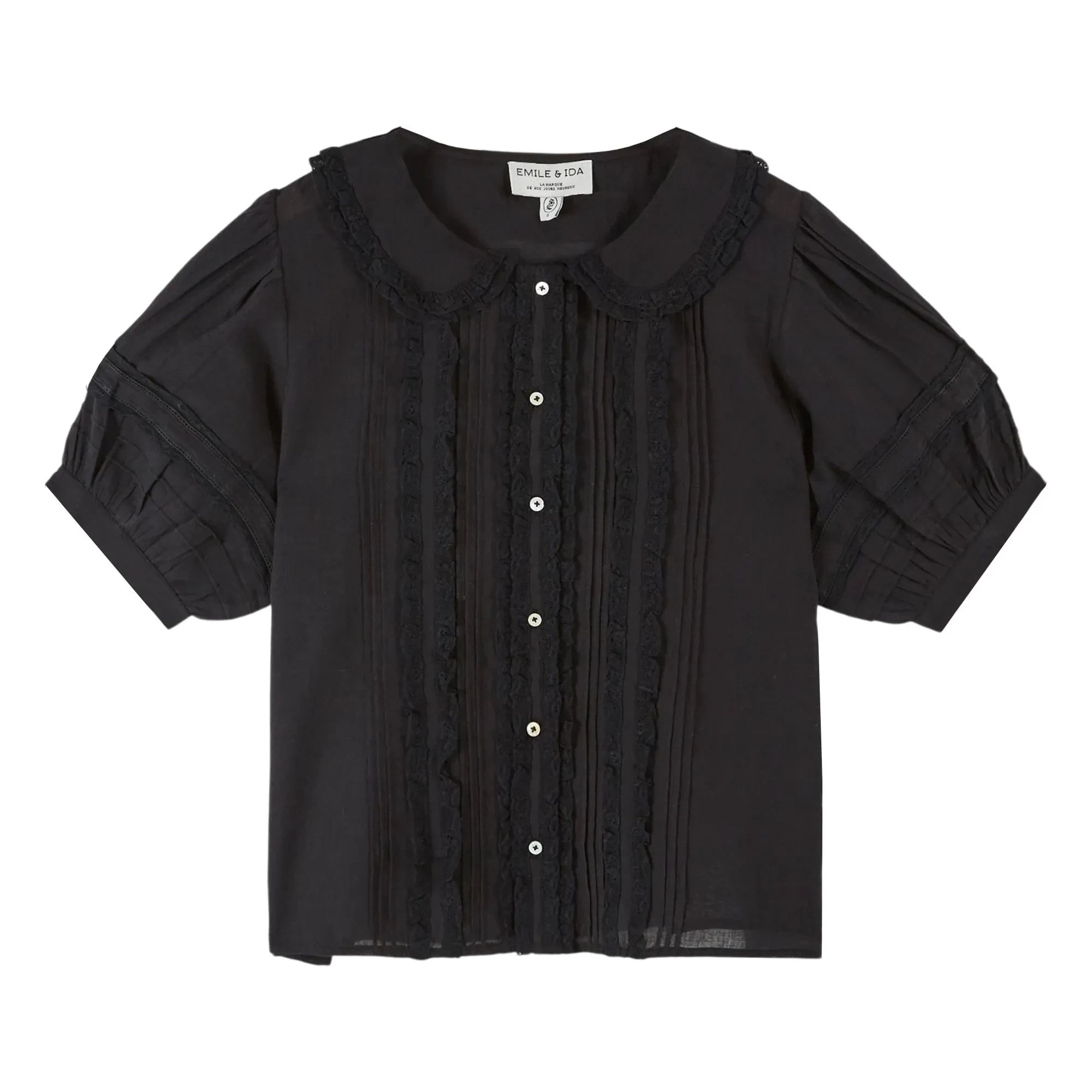 Emile et Ida - Vintage Lace Cotton Blouse | Black