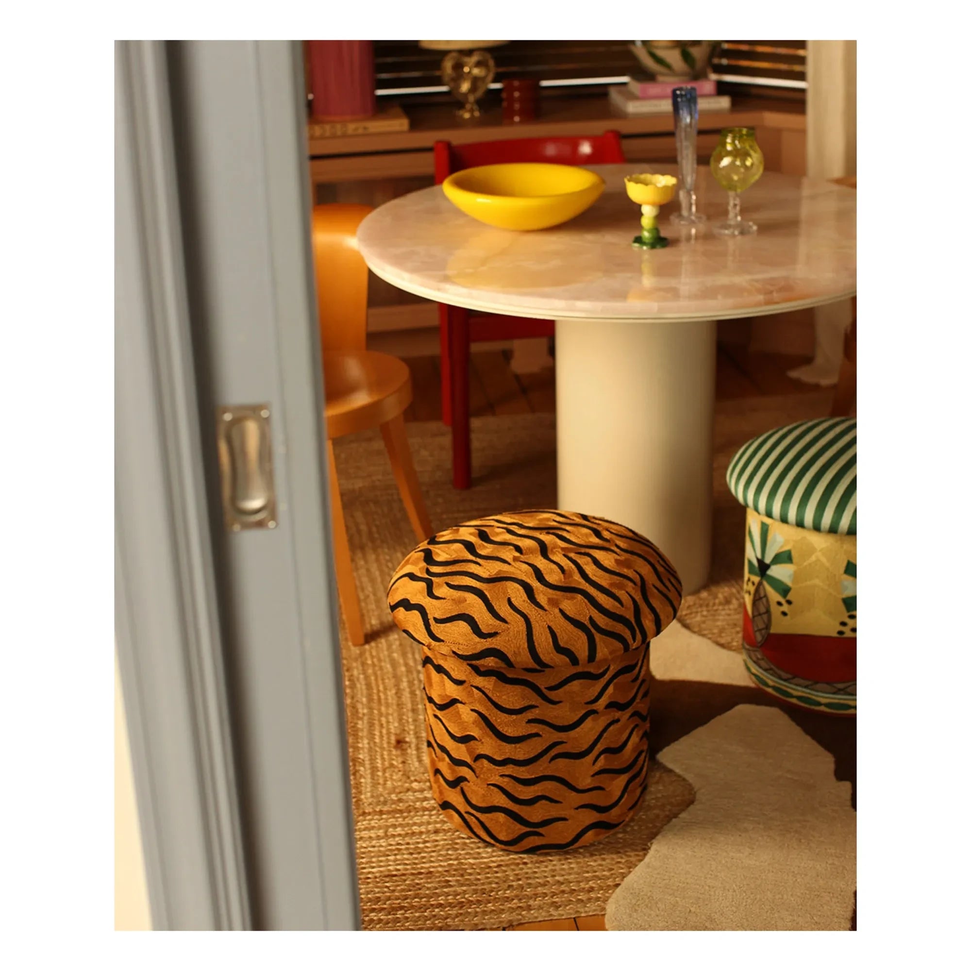 Doing Goods - Maya Kaplan embroidered pouf | Camel