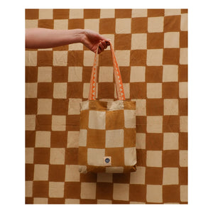 Doing Goods - Checkmate Printed Cotton Tote Bag | Mustard
