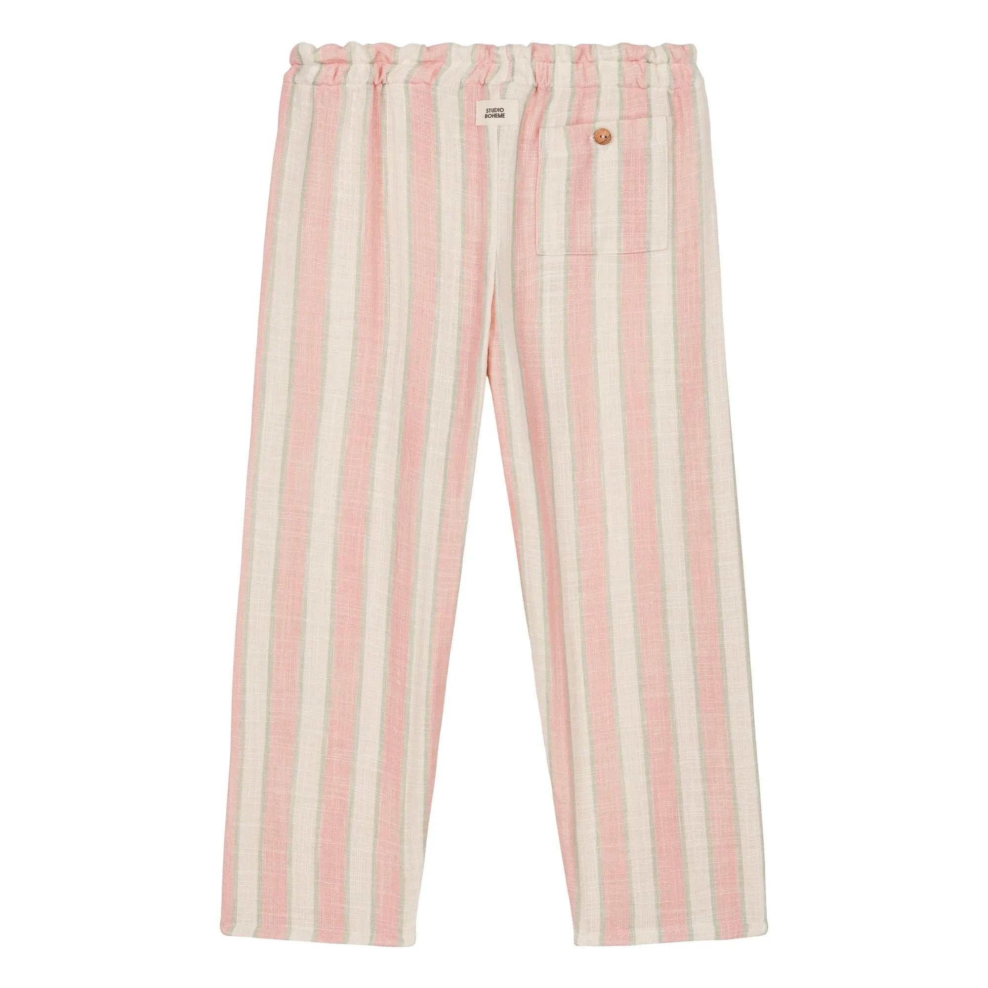 Studio Bohème - Cousin Striped Organic Cotton Gauze Pants | Pink