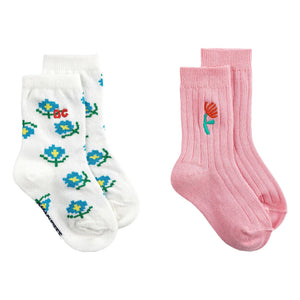 Bobo Choses - Set of 2 Pairs of Organic Cotton Floral Socks | Pink