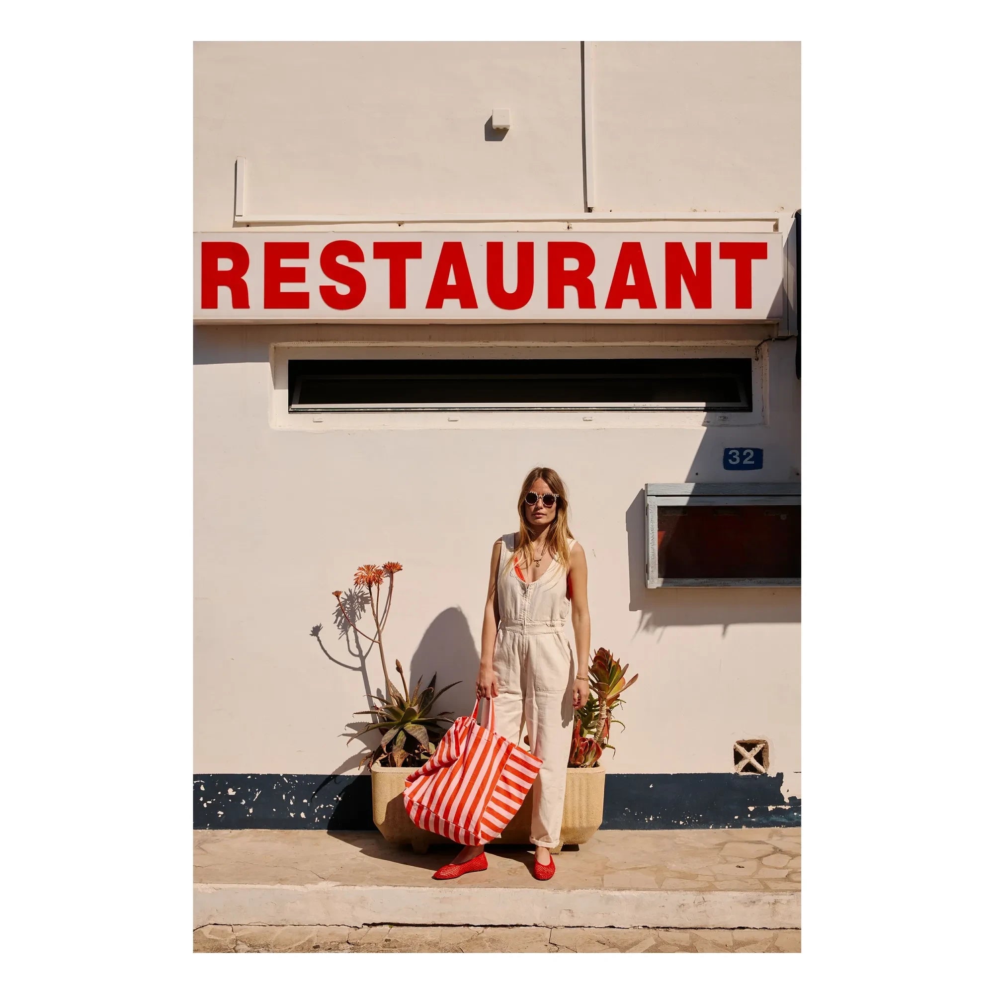 Rose in April - Elisa striped tote bag | Red