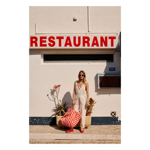 Rose in April - Elisa striped tote bag | Red