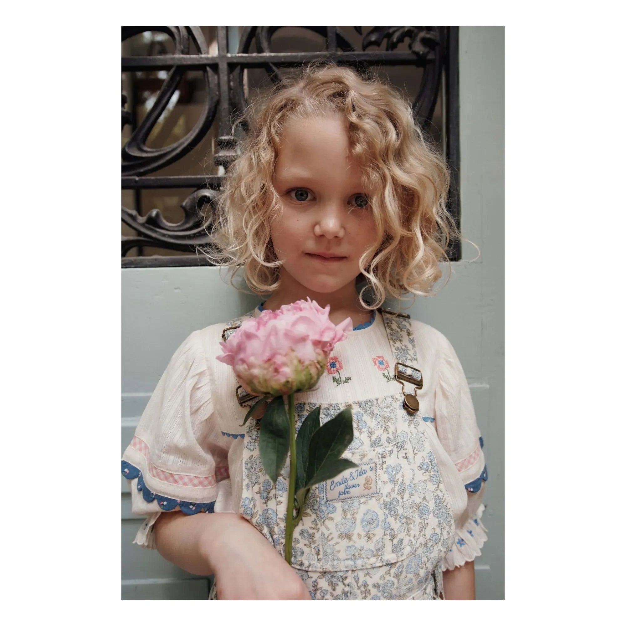Emile et Ida - Floral Pattern Overalls | Cream