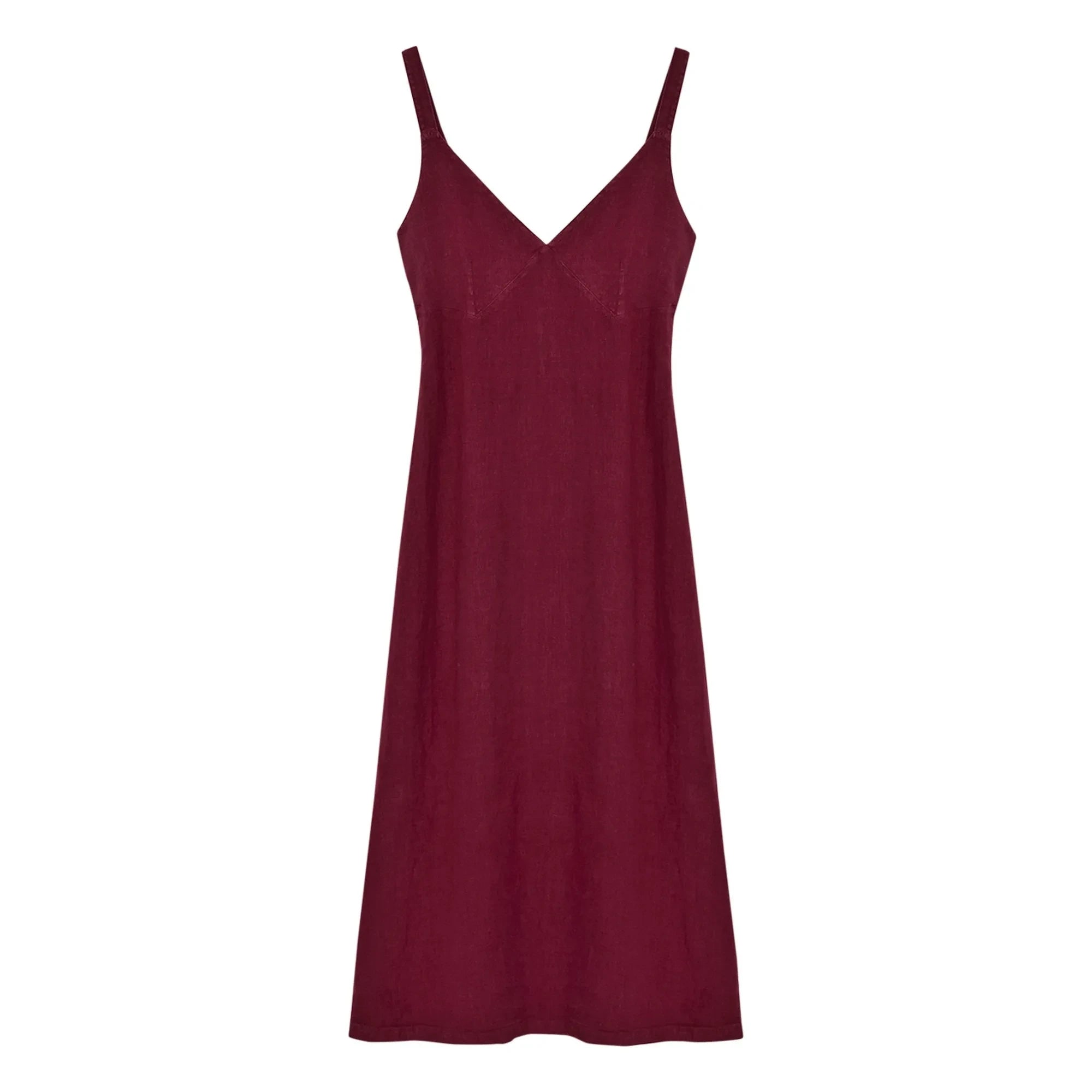 the new society - Bulbine Linen Dress | Dark red