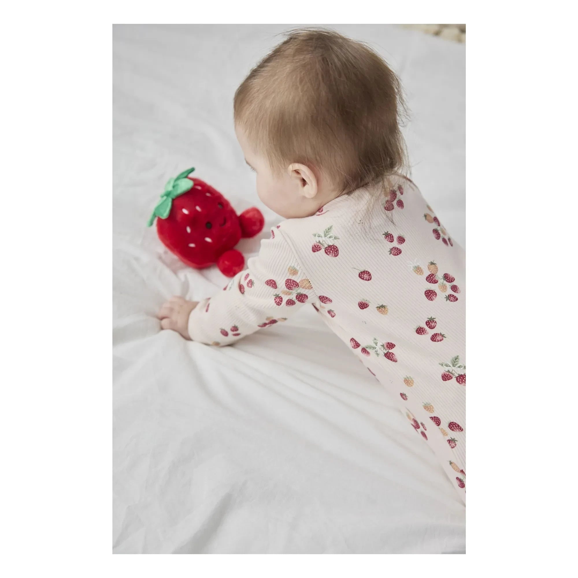 Petit Lem - Footed Pajamas Strawberry Ribana Organic Cotton | Pink