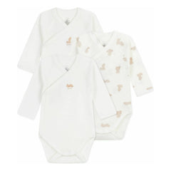 Petit Bateau - 3-Pack Organic Cotton Teddy Body Set | White