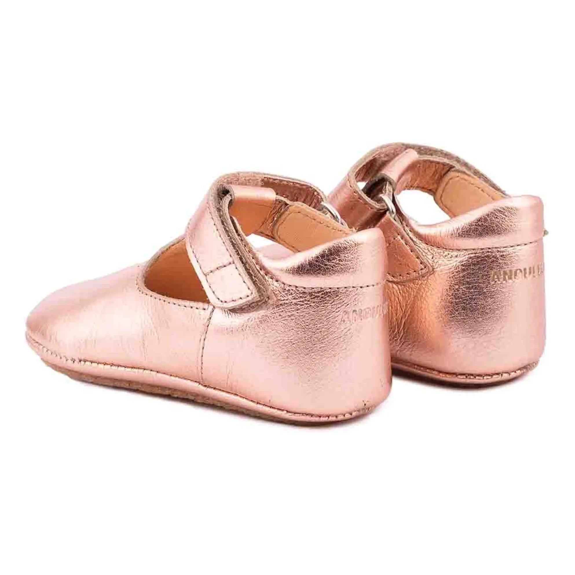 Angulus - Metallic Leather Slippers | Rose Gold
