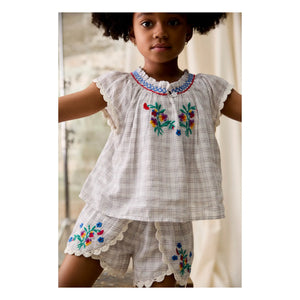Louise Misha - Perla Blouse Organic Cotton Tiles | Cream