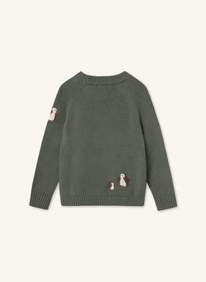 Fliink - Mahdi Organic Cotton Penguin Sweater | Green