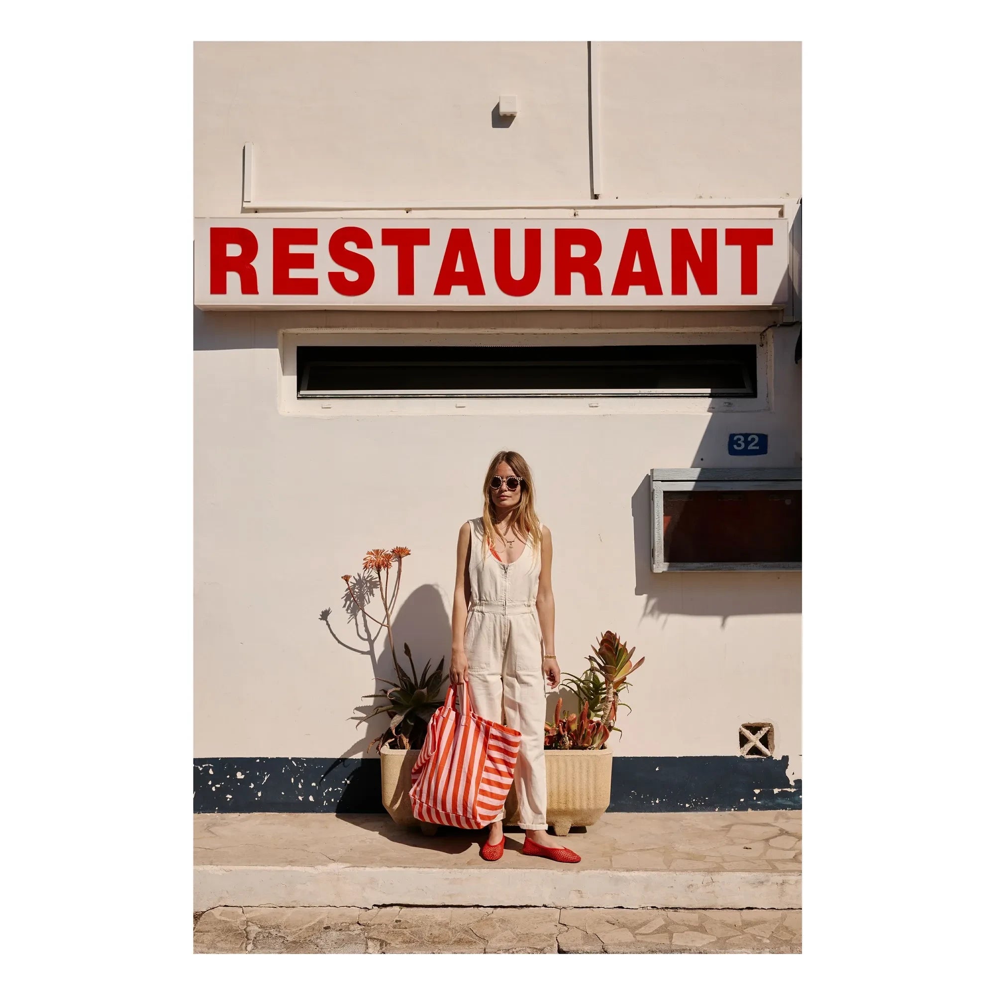 Rose in April - Elisa striped tote bag | Red