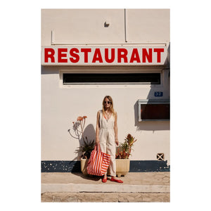 Rose in April - Elisa striped tote bag | Red