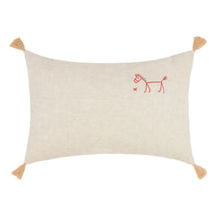 Nobodinoz - Fringed cushion - French Linen | Beige