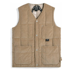 Taion - Sleeveless Velvet V-Neck Buttoned Jacket | Beige