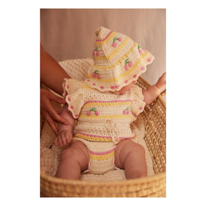 Bebe Organic - Paloma Cherry Crochet Romper Organic Cotton | Off-White